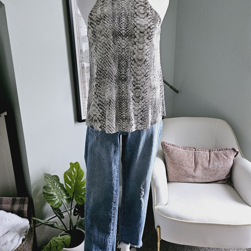 Allison Joy Halter Tank Top. Snakeskin pattern. Size XS - Picture 5 of 6